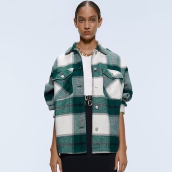 Zara Green Plaid Shacket - Picture 9 of 9